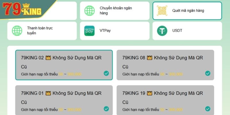 Nạp tiền 79King Nhanh chóng qua quét mã QR Code