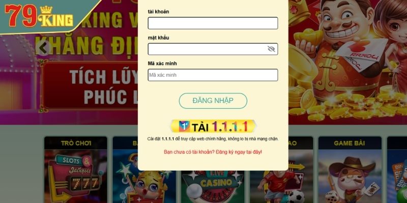 Nhập đầy đủ thông tin vào form đăng nhập 79King